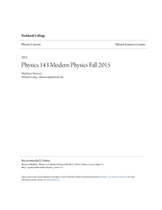 Physics 143 Modern Physics Fall 2015
