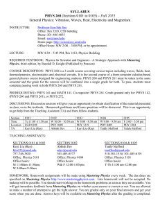 SYLLABUS PHYS 260 (Sections 0101 to 0105) – Fall 2015 General