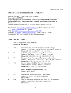 PHYS 432 Thermal Physics -