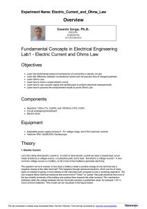 Electric Current and Ohms Law Objectives Components