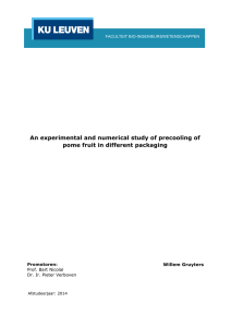 An experimental and numerical study of precooling of pome