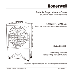 Portable Evaporative Air Cooler OWNER`S MANUAL