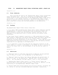 title 34 tribal occupational safety and health law (tosha)