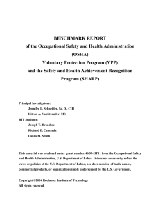 BENCHMARK REPORT of the Occupational Safety and Health