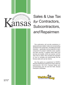 Pub. KS-1525 Sales and Use Tax for Contractors, Subcontractors