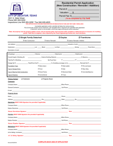Residential Building Permit Application and Documnets