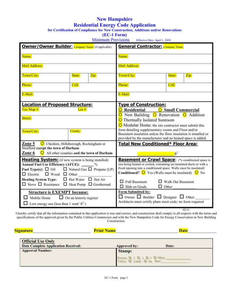 Residential Energy Code Application