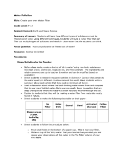 Water Pollution Title: Create your own Water Filter