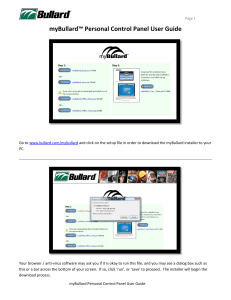 myBullard™ Personal Control Panel User Guide