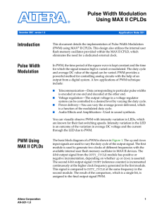 AN501: Pulse Width Modulation Using MAX II CPLDs