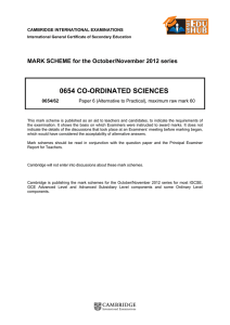0654 co-ordinated sciences
