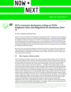 FCC`s extensive declaratory ruling on TCPA
