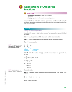 Applications of Algebraic Fractions