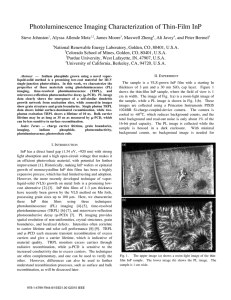 Photoluminescence Imaging Characterization of Thin