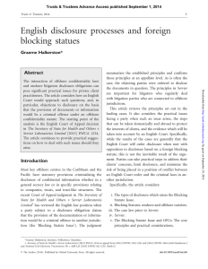 English disclosure processes and foreign blocking statues