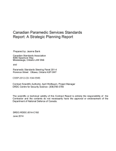Canadian Paramedic Services Standards Report