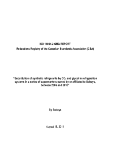ISO 14064-2 GHG REPORT Reductions Registry of the Canadian