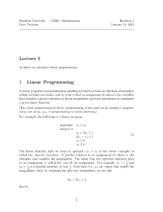 Lecture 5 1 Linear Programming