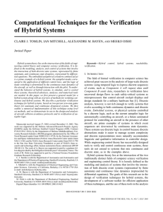 Computational techniques for the verification of hybrid systems