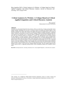 Critical Analysis of a Website: A Critique Based on