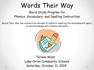 Words Their Way - Lake Orion Community Schools
