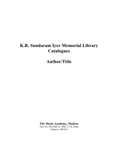KR Sundaram Iyer Memorial Library Catalogues