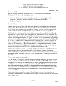 1 of 34 February 1, 2010 Dr. John P. Holdren Director, Office of