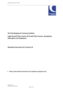 UK CAA Registered Training Facilities Light Aircraft Pilot Licence