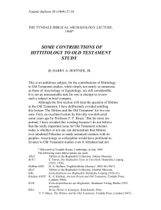 some contributions of hittitology to old testament