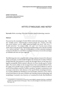 HITTITE ETYMOLOGIES AND NOTES*