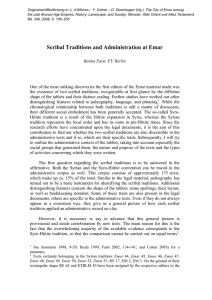 Scribal Traditions and Administration at Emar