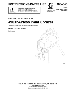 308343B Electric, 100 VAC/50 or 60 HZ 490st Airless Paint Sprayer