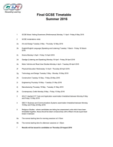 GCSE Timetable Summer 2016