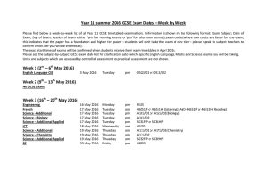 Year 11 summer 2016 GCSE Exam Dates – Week by Week Week 1