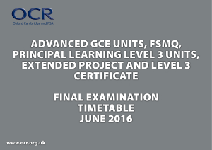 OCR June 2016 Final examination timetable