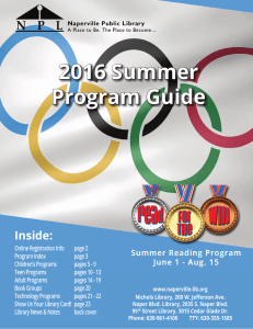 2016 Summer Program Guide - Naperville Public Library