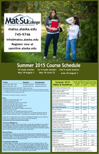 SU15 schedule for WEB - Mat-Su College