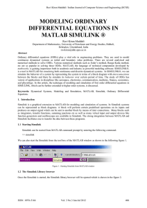 modeling ordinary differential equations in matlab simulink