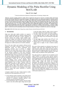 Dynamic Modeling of Six Pulse Rectifier Using MATLAB