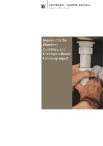 Inquiry into the Plumbers, Gasfitters, and Drainlayers Board: Follow