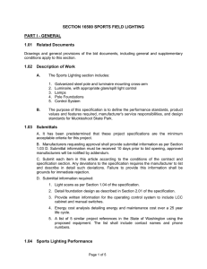 SECTION 16500 SPORTS FIELD LIGHTING PART I