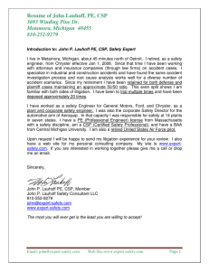 CV of John Lauhoff PE, CSP with BCSP