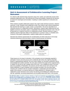 Assessment of Collaborative Learning Project Outcomes
