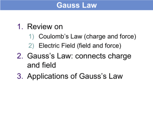 Gauss Law 1. Review on 2. Gauss`s Law: connects charge and field