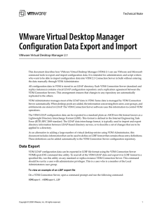 VMware Virtual Desktop Manager Configuration Data Export and