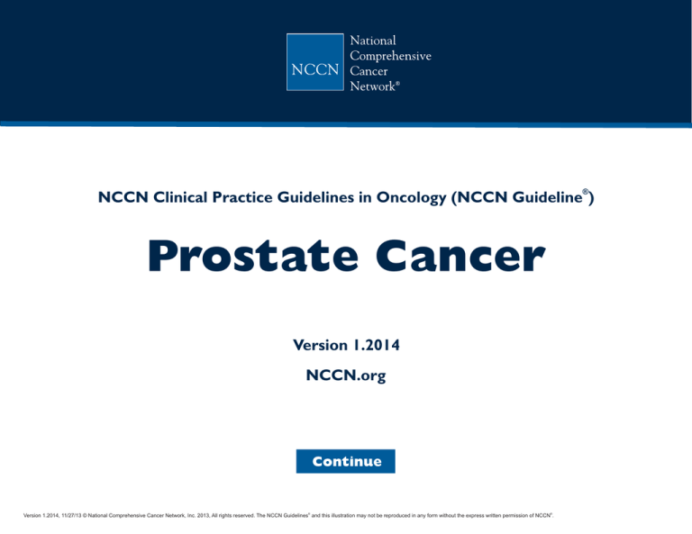 (NCCN Guidelines®) Prostate Cancer
