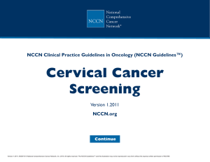 NCCN Guidelines™ Version 1.2011 Cervical Cancer Screening