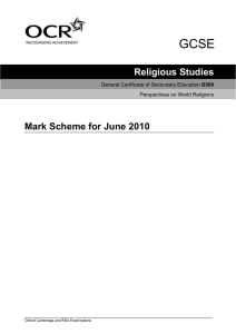Mark scheme - Unit B589 - Perspectives on world religions