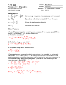 PHYS 222 Worksheet 9 Dielectrics ANSWERS