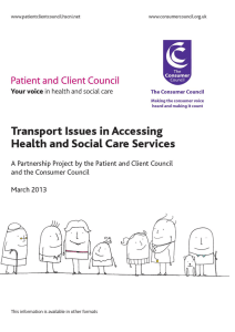 Transport Issues in Accessing Health and Social Care